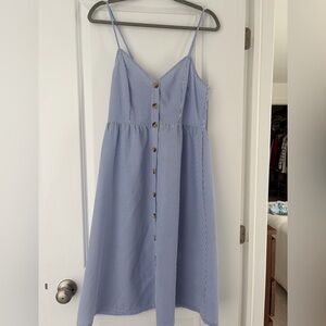 Blue and White Striped Button-Down Dress